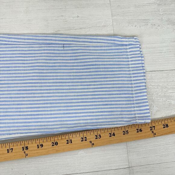 Anthropologie Seashore Linen Blend Pants Women XS Blue Striped Rope Belt Crop - Picture 14 of 16